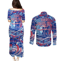 Father's Day Guam Couples Matching Puletasi and Long Sleeve Button Shirt Special Dad Polynesia Paradise