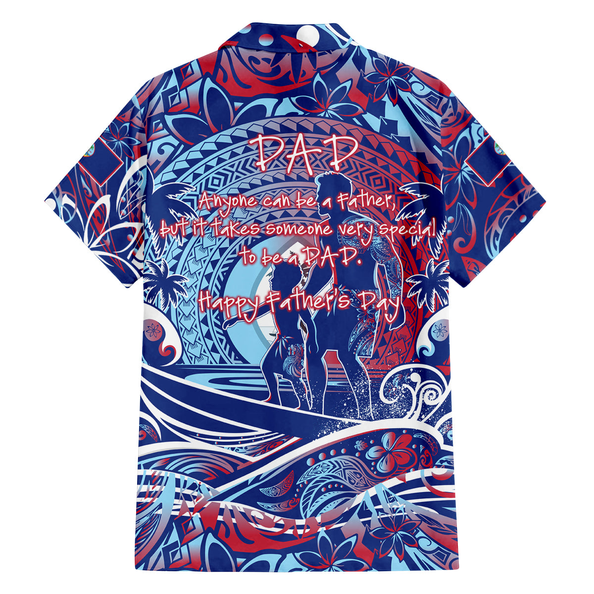 Father's Day Guam Family Matching Off Shoulder Short Dress and Hawaiian Shirt Special Dad Polynesia Paradise