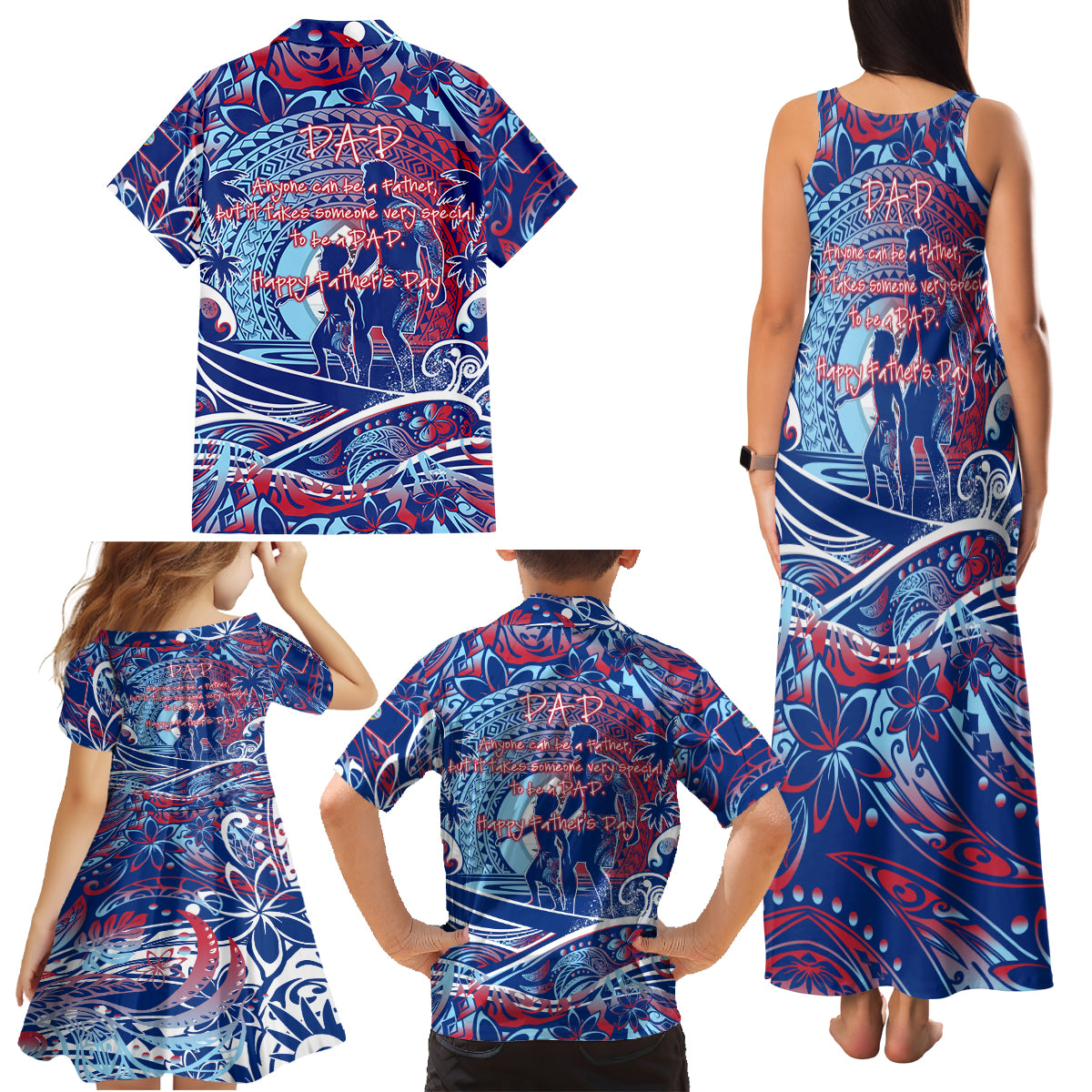 Father's Day Guam Family Matching Tank Maxi Dress and Hawaiian Shirt Special Dad Polynesia Paradise