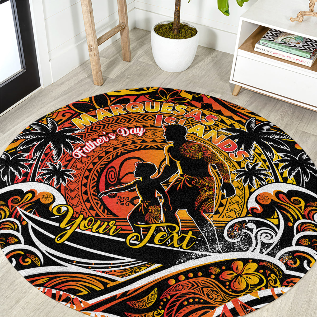 Father's Day Marquesas Islands Round Carpet Special Dad Polynesia Paradise