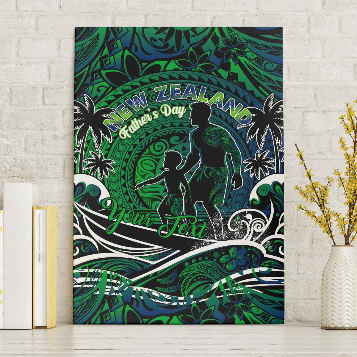 Father's Day New Zealand Canvas Wall Art Special Dad Polynesia Paradise DT02 Without Frame Green - Polynesian Pride