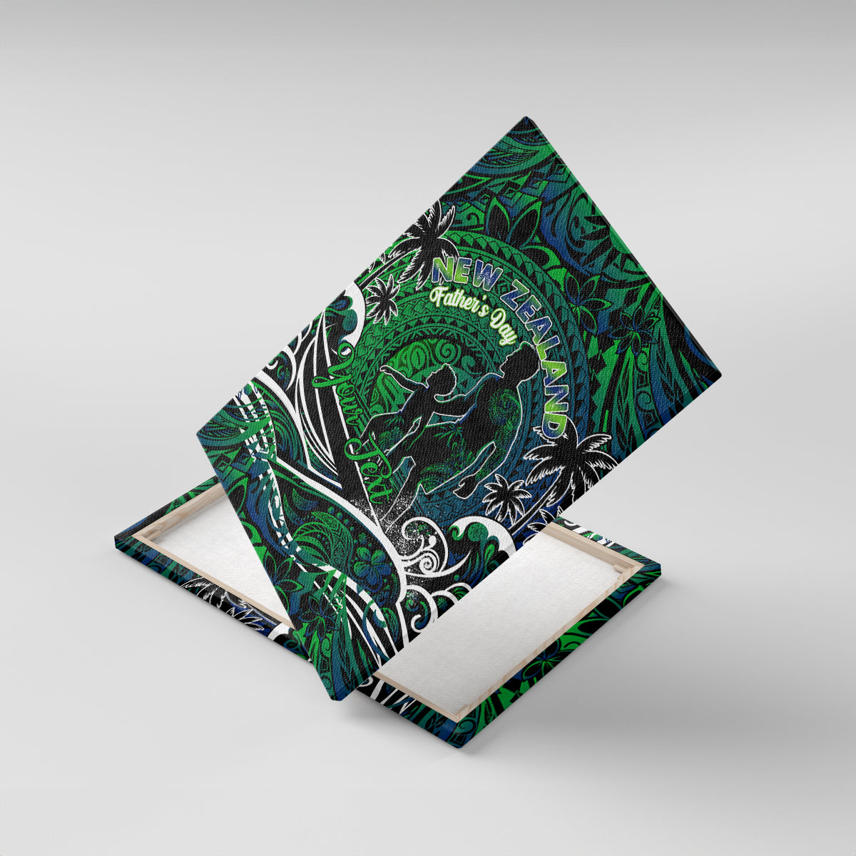 Father's Day New Zealand Canvas Wall Art Special Dad Polynesia Paradise DT02 With Frame Green - Polynesian Pride
