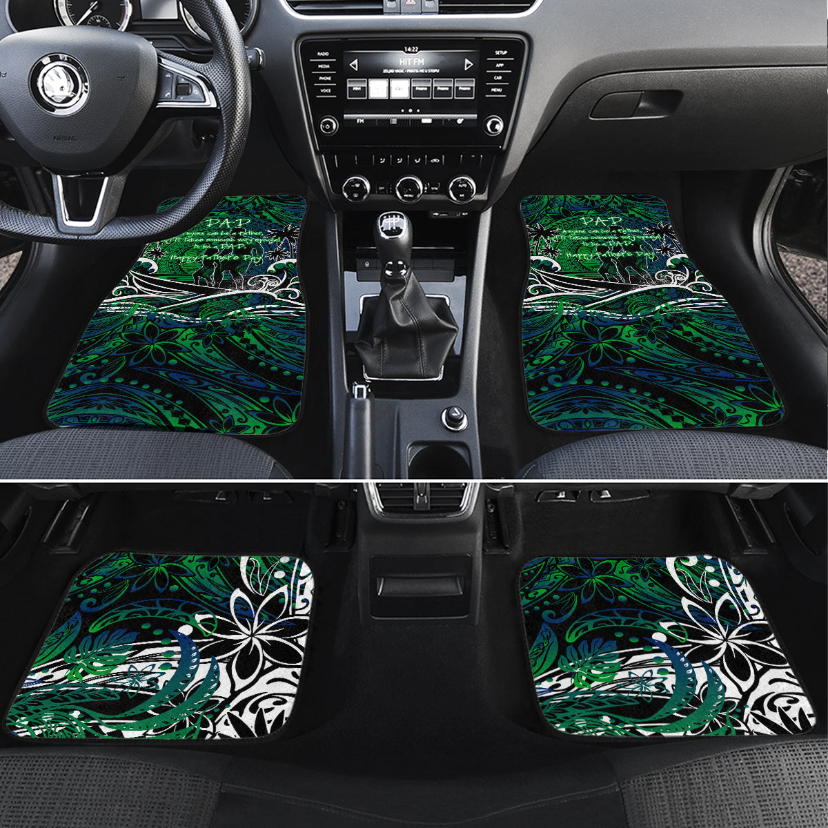 Father's Day New Zealand Car Mats Special Dad Polynesia Paradise DT02 Set 4pcs Green - Polynesian Pride