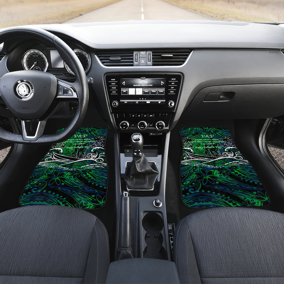 Father's Day New Zealand Car Mats Special Dad Polynesia Paradise DT02 Set 2pcs - Front Green - Polynesian Pride