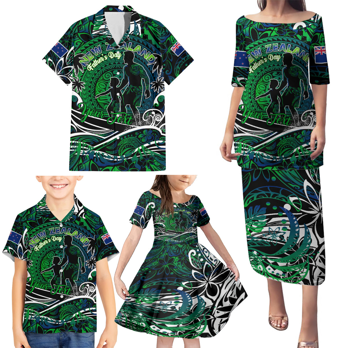 Father's Day New Zealand Family Matching Puletasi and Hawaiian Shirt Special Dad Polynesia Paradise