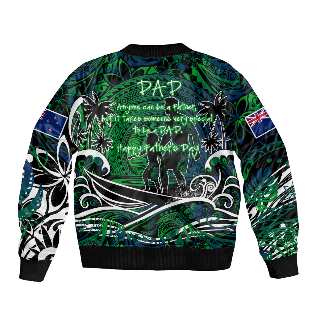 Father's Day New Zealand Sleeve Zip Bomber Jacket Special Dad Polynesia Paradise DT02 - Polynesian Pride