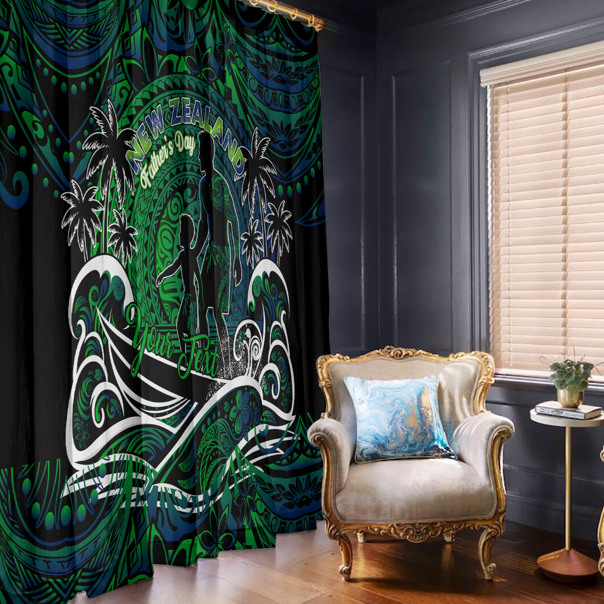 Father's Day New Zealand Window Curtain Special Dad Polynesia Paradise DT02 - Polynesian Pride