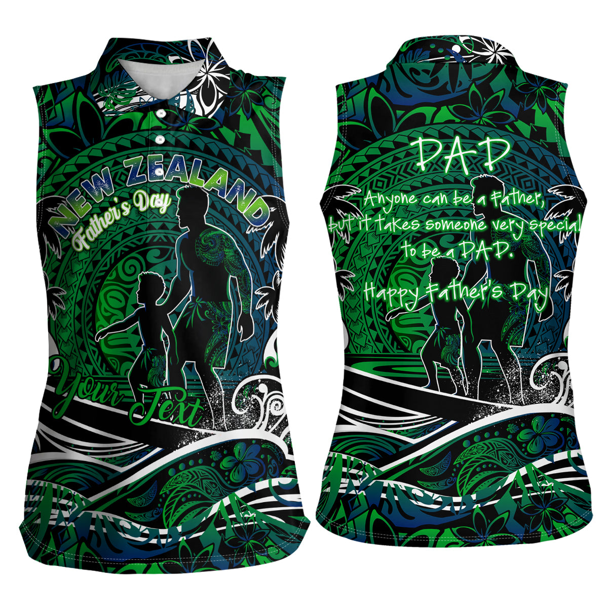 Father's Day New Zealand Women Sleeveless Polo Shirt Special Dad Polynesia Paradise