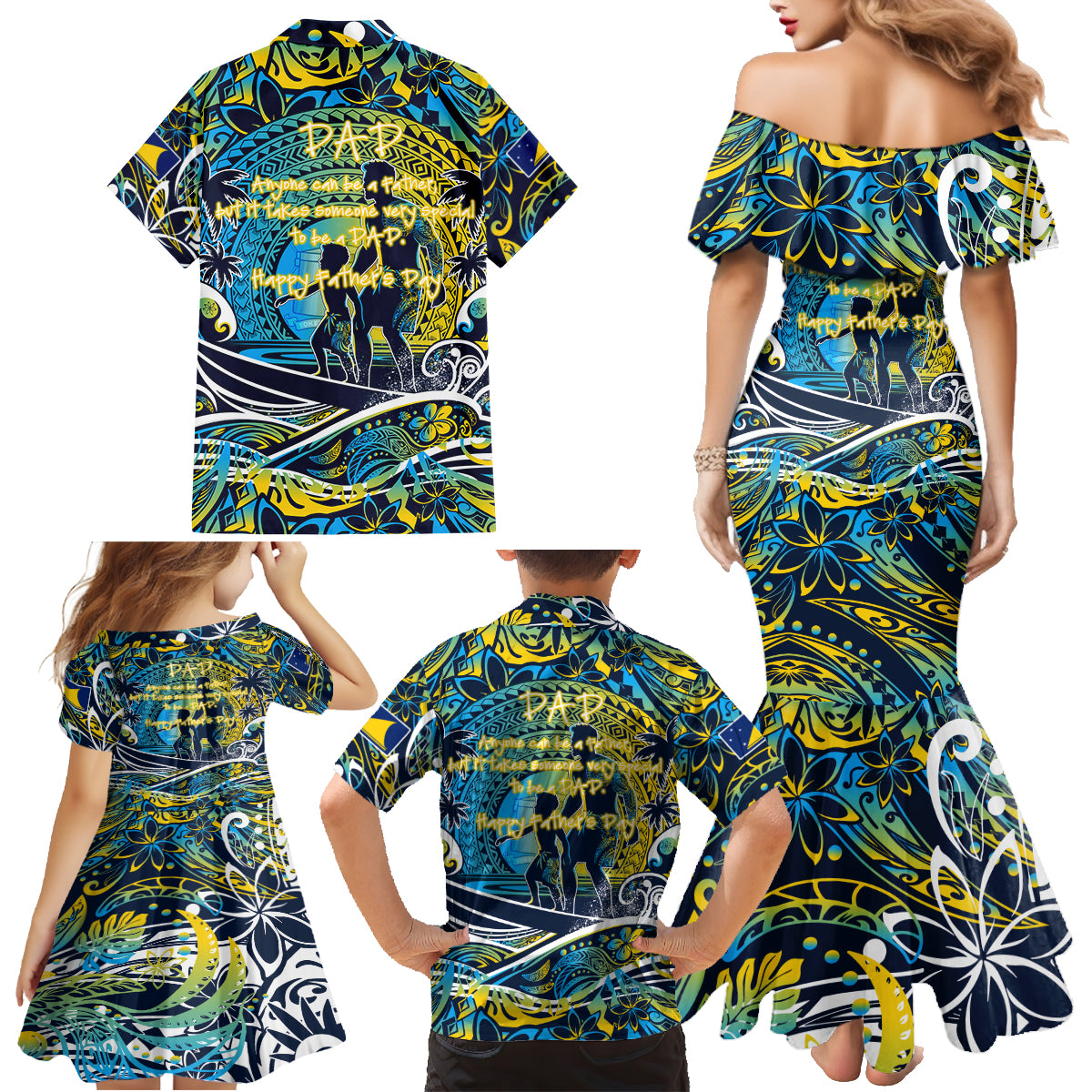 Father's Day Tokelau Family Matching Mermaid Dress and Hawaiian Shirt Special Dad Polynesia Paradise