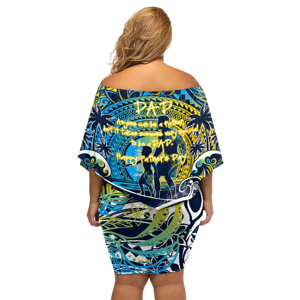 Father's Day Tokelau Family Matching Off Shoulder Short Dress and Hawaiian Shirt Special Dad Polynesia Paradise
