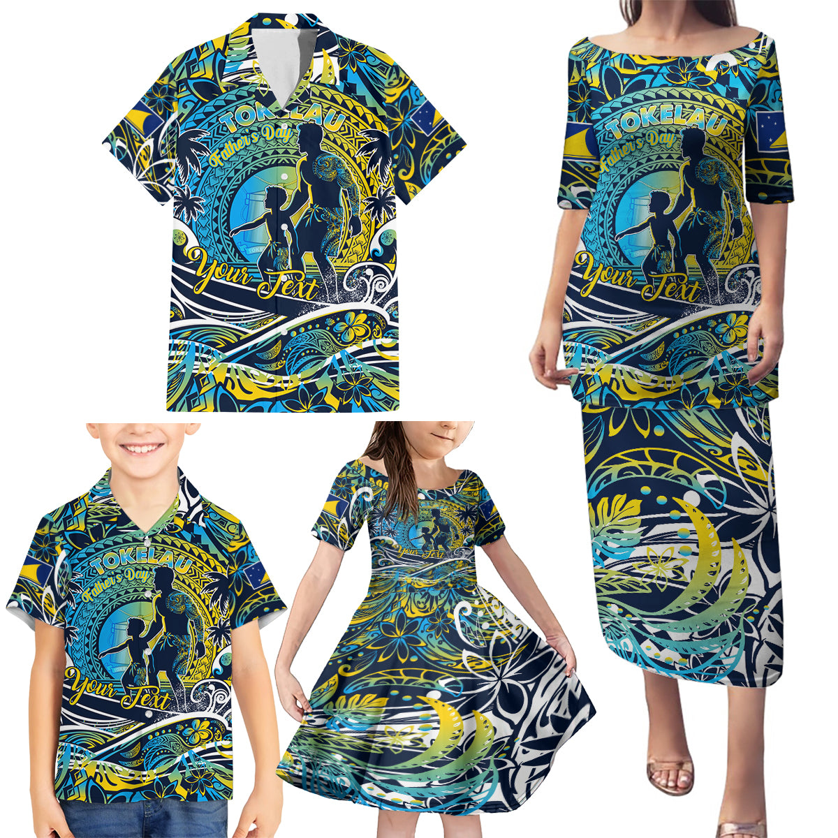 Father's Day Tokelau Family Matching Puletasi and Hawaiian Shirt Special Dad Polynesia Paradise