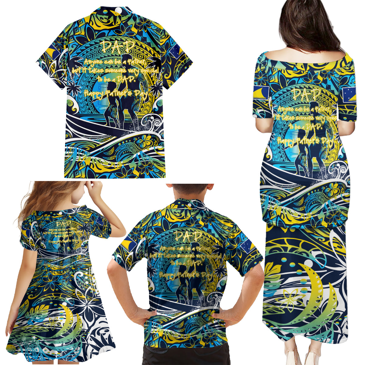 Father's Day Tokelau Family Matching Puletasi and Hawaiian Shirt Special Dad Polynesia Paradise