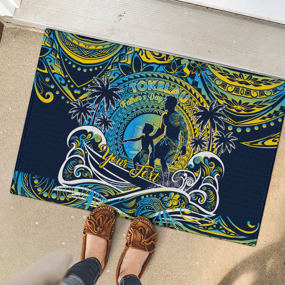 Father's Day Tokelau Rubber Doormat Special Dad Polynesia Paradise DT02 - Polynesian Pride