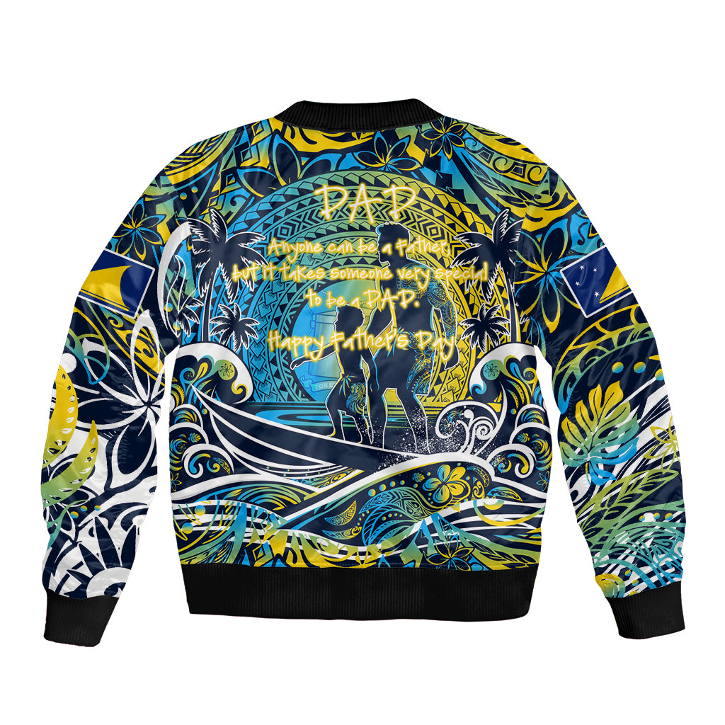 Father's Day Tokelau Sleeve Zip Bomber Jacket Special Dad Polynesia Paradise DT02 - Polynesian Pride