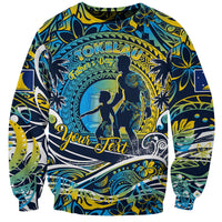 Father's Day Tokelau Sweatshirt Special Dad Polynesia Paradise DT02 Unisex Blue - Polynesian Pride