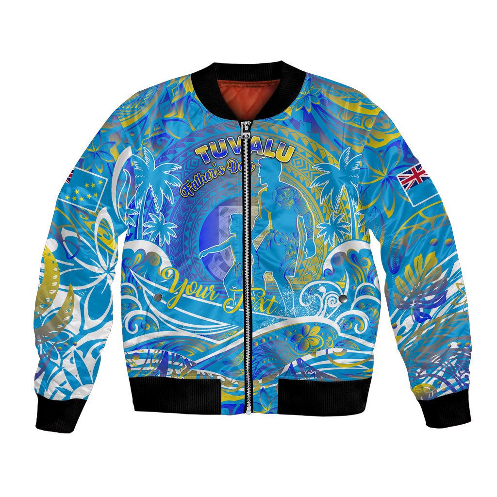 Father's Day Tuvalu Bomber Jacket Special Dad Polynesia Paradise DT02 Unisex Blue - Polynesian Pride