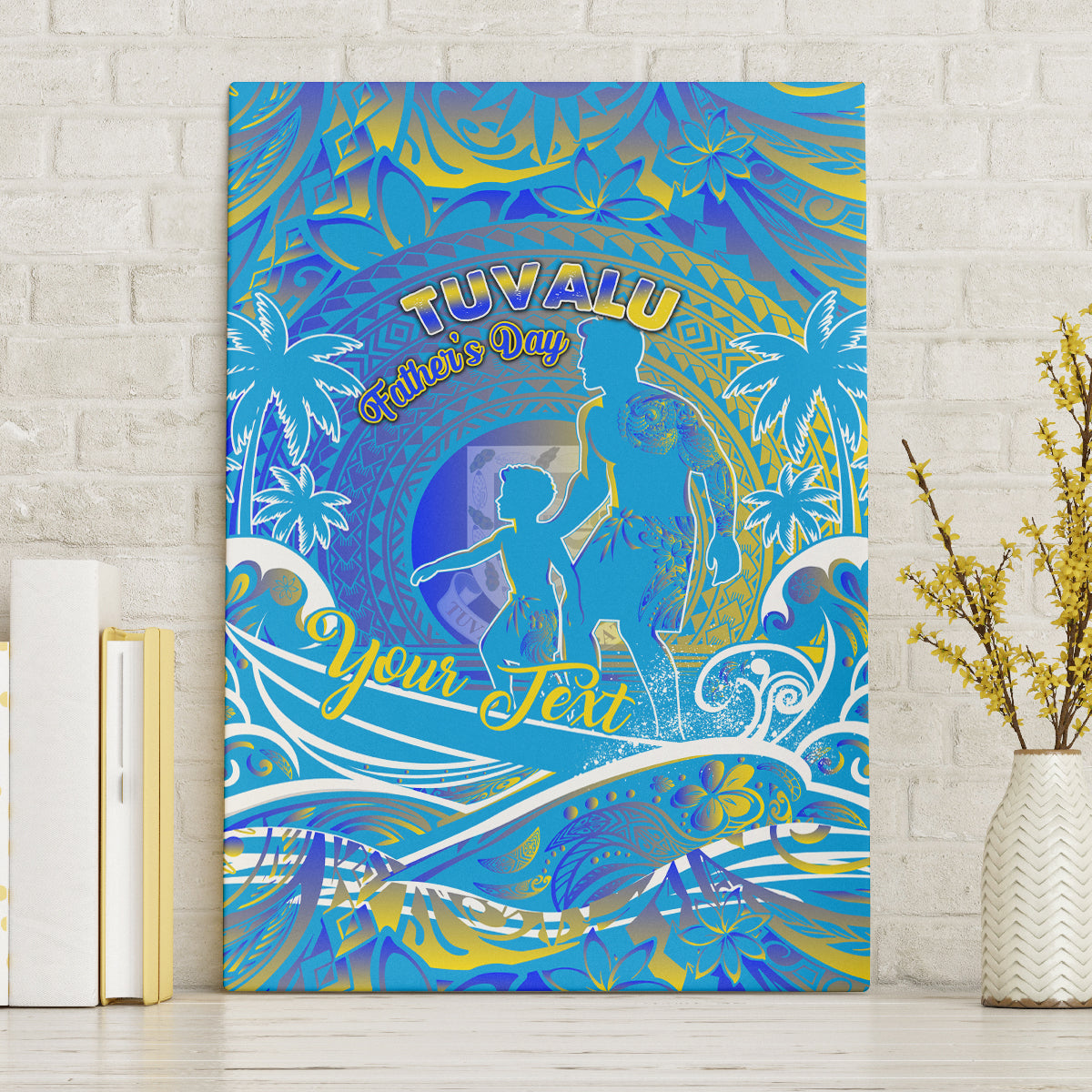 Father's Day Tuvalu Canvas Wall Art Special Dad Polynesia Paradise DT02 Without Frame Blue - Polynesian Pride