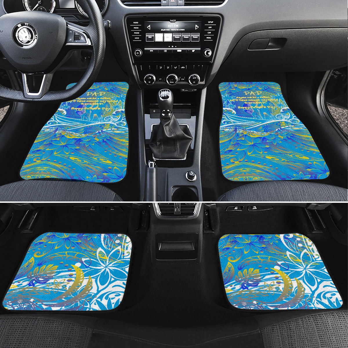 Father's Day Tuvalu Car Mats Special Dad Polynesia Paradise DT02 Set 4pcs Blue - Polynesian Pride