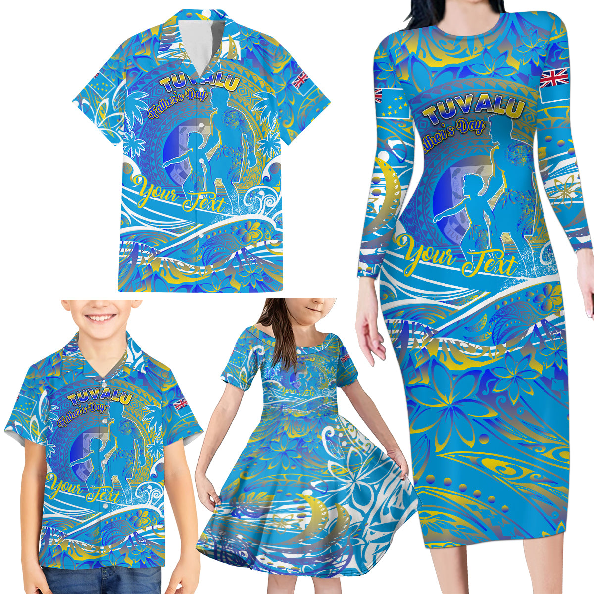 Father's Day Tuvalu Family Matching Long Sleeve Bodycon Dress and Hawaiian Shirt Special Dad Polynesia Paradise DT02 - Polynesian Pride