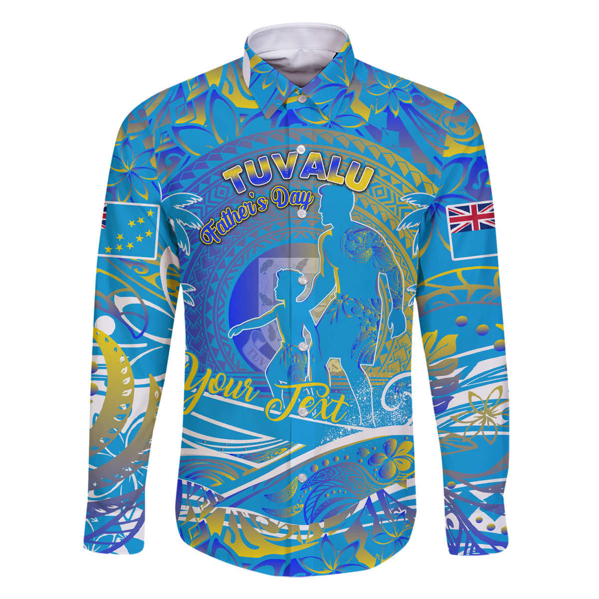 Father's Day Tuvalu Family Matching Off The Shoulder Long Sleeve Dress and Hawaiian Shirt Special Dad Polynesia Paradise