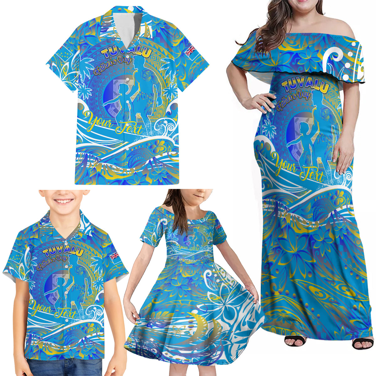 Father's Day Tuvalu Family Matching Off Shoulder Maxi Dress and Hawaiian Shirt Special Dad Polynesia Paradise DT02 - Polynesian Pride