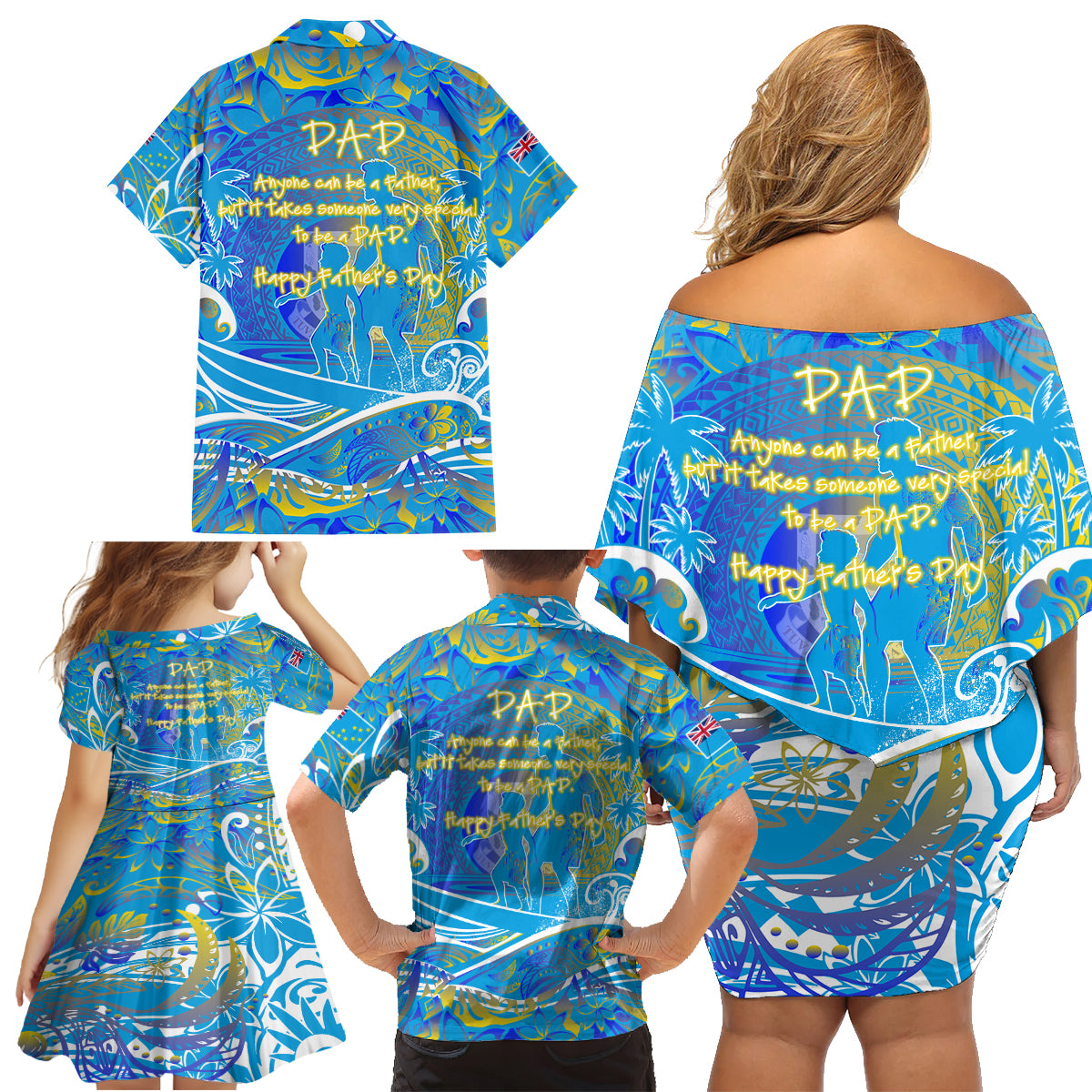 Father's Day Tuvalu Family Matching Off Shoulder Short Dress and Hawaiian Shirt Special Dad Polynesia Paradise DT02 - Polynesian Pride