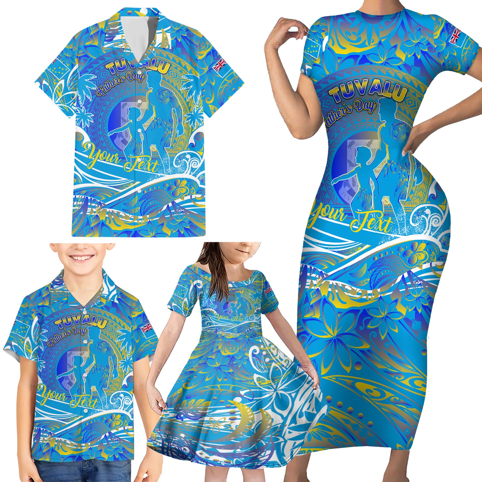 Father's Day Tuvalu Family Matching Short Sleeve Bodycon Dress and Hawaiian Shirt Special Dad Polynesia Paradise DT02 - Polynesian Pride