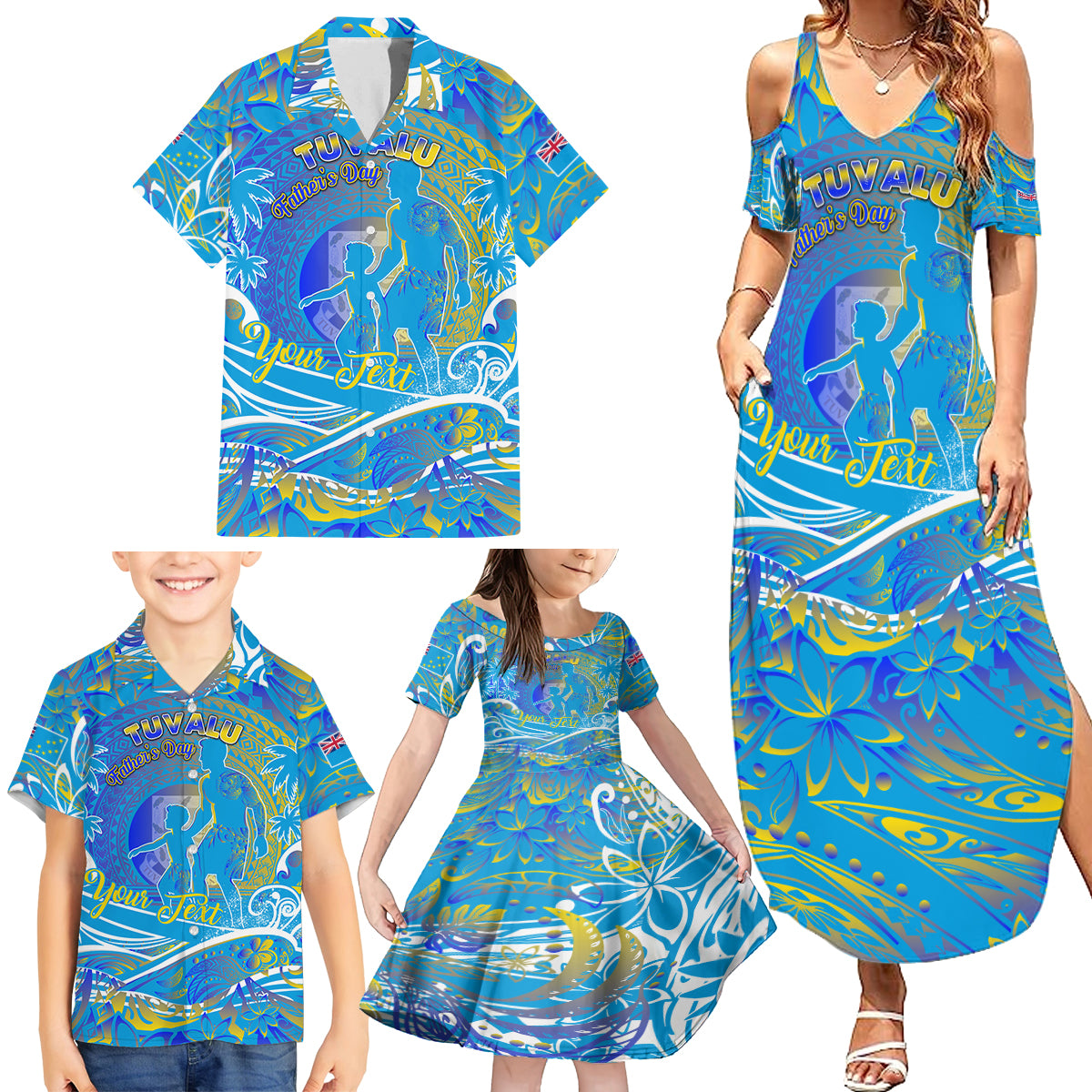 Father's Day Tuvalu Family Matching Summer Maxi Dress and Hawaiian Shirt Special Dad Polynesia Paradise DT02 - Polynesian Pride