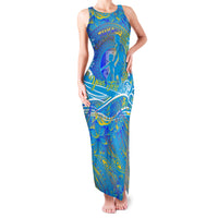 Father's Day Tuvalu Family Matching Tank Maxi Dress and Hawaiian Shirt Special Dad Polynesia Paradise DT02 Mom's Dress Blue - Polynesian Pride