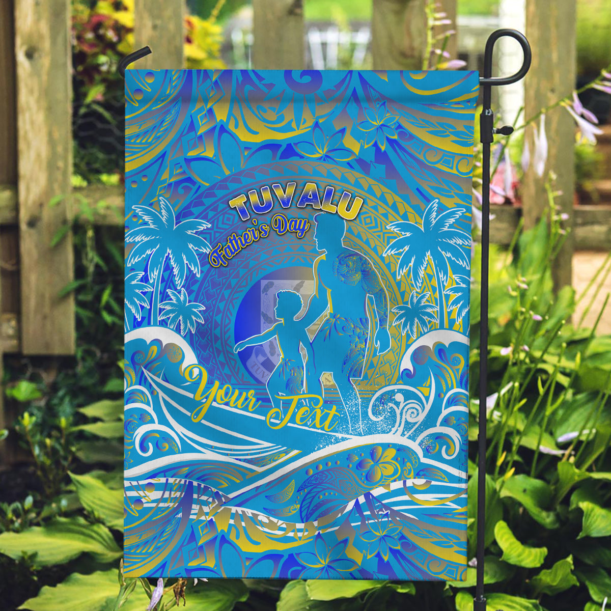Father's Day Tuvalu Garden Flag Special Dad Polynesia Paradise DT02 Garden Flag Blue - Polynesian Pride