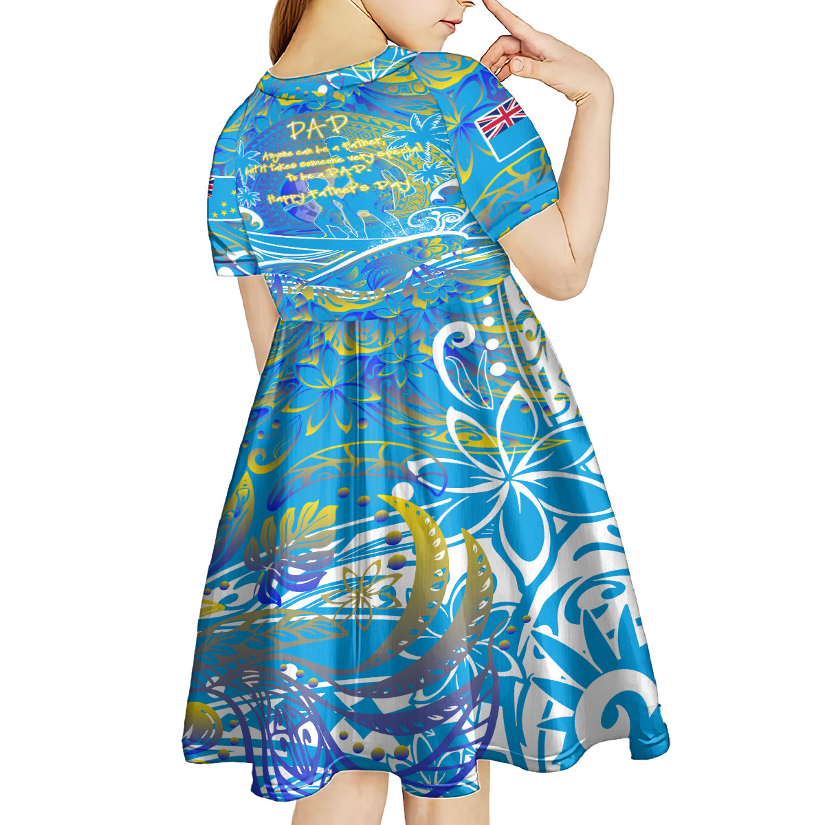 Father's Day Tuvalu Kid Short Sleeve Dress Special Dad Polynesia Paradise DT02 - Polynesian Pride