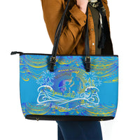 Father's Day Tuvalu Leather Tote Bag Special Dad Polynesia Paradise DT02 - Polynesian Pride