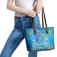 Father's Day Tuvalu Leather Tote Bag Special Dad Polynesia Paradise DT02 - Polynesian Pride