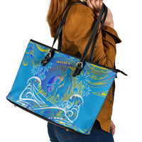 Father's Day Tuvalu Leather Tote Bag Special Dad Polynesia Paradise DT02 - Polynesian Pride