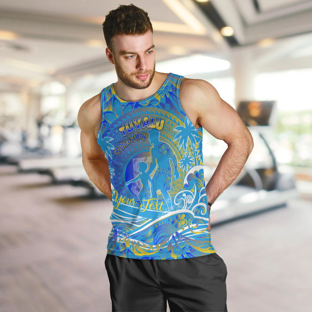 Father's Day Tuvalu Men Tank Top Special Dad Polynesia Paradise DT02 Blue - Polynesian Pride