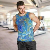 Father's Day Tuvalu Men Tank Top Special Dad Polynesia Paradise DT02 Blue - Polynesian Pride