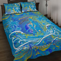 Father's Day Tuvalu Quilt Bed Set Special Dad Polynesia Paradise DT02 Blue - Polynesian Pride