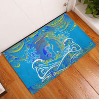 Father's Day Tuvalu Rubber Doormat Special Dad Polynesia Paradise DT02 Blue - Polynesian Pride