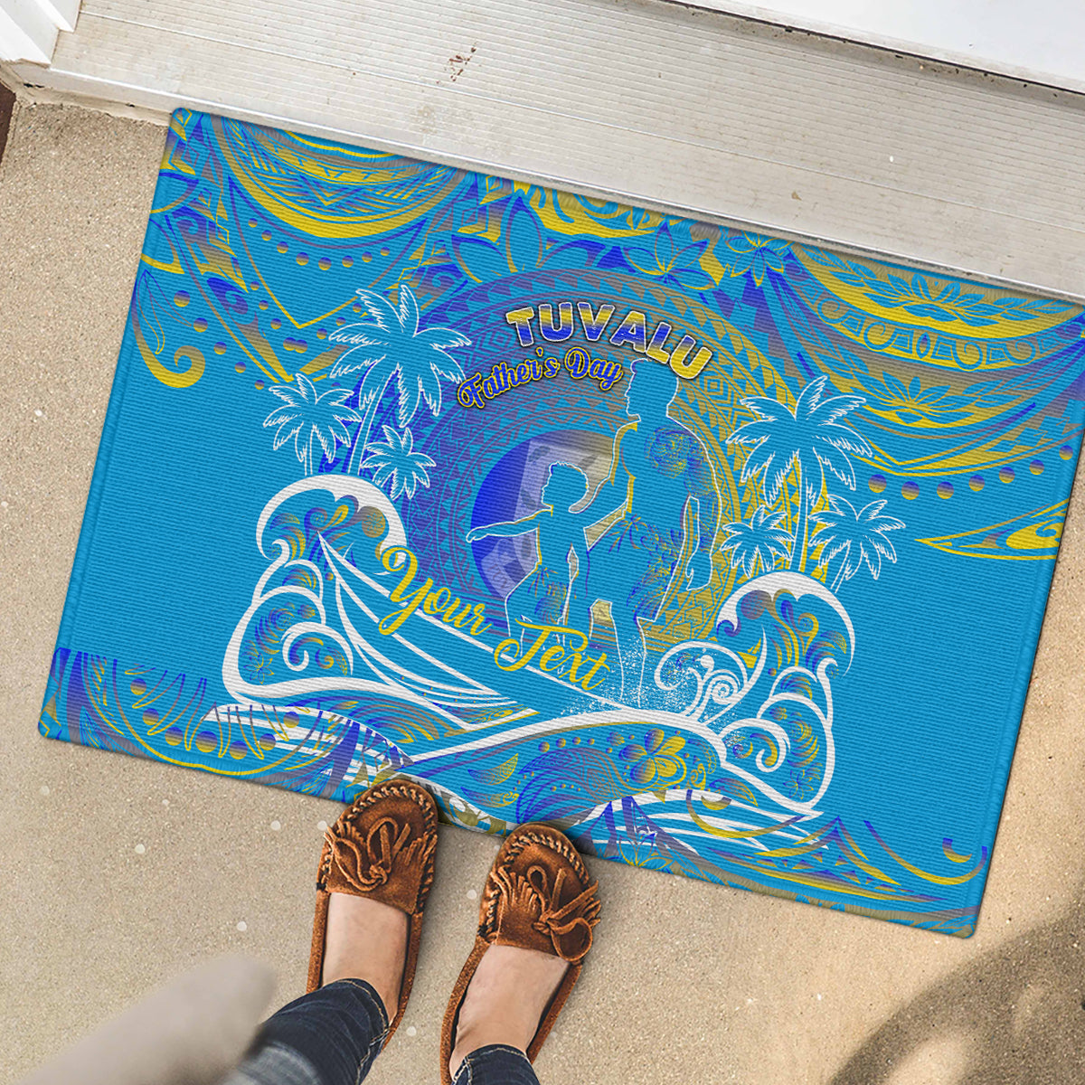 Father's Day Tuvalu Rubber Doormat Special Dad Polynesia Paradise DT02 - Polynesian Pride