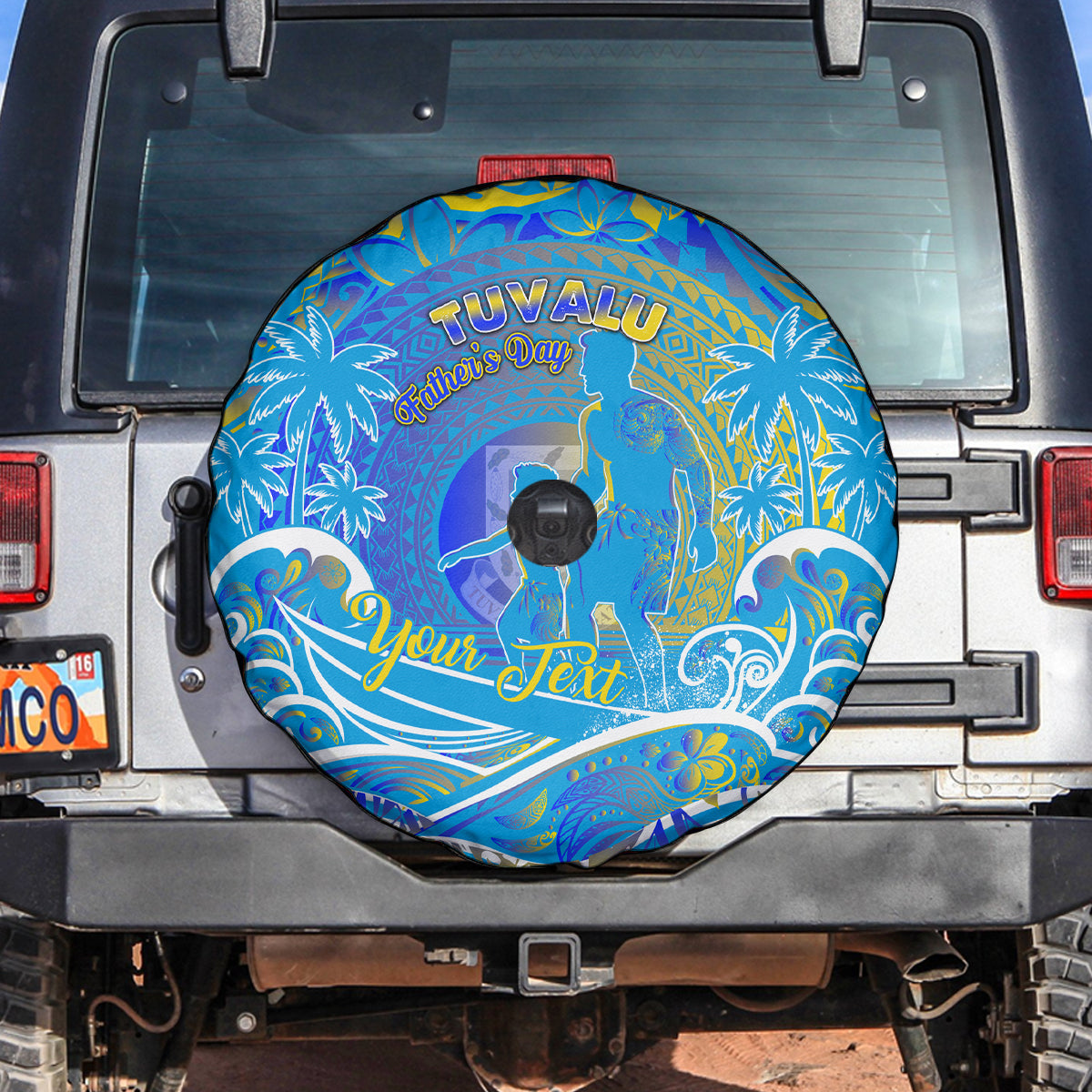 Father's Day Tuvalu Spare Tire Cover Special Dad Polynesia Paradise DT02 Blue - Polynesian Pride