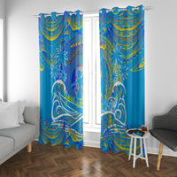 Father's Day Tuvalu Window Curtain Special Dad Polynesia Paradise DT02 With Grommets Blue - Polynesian Pride