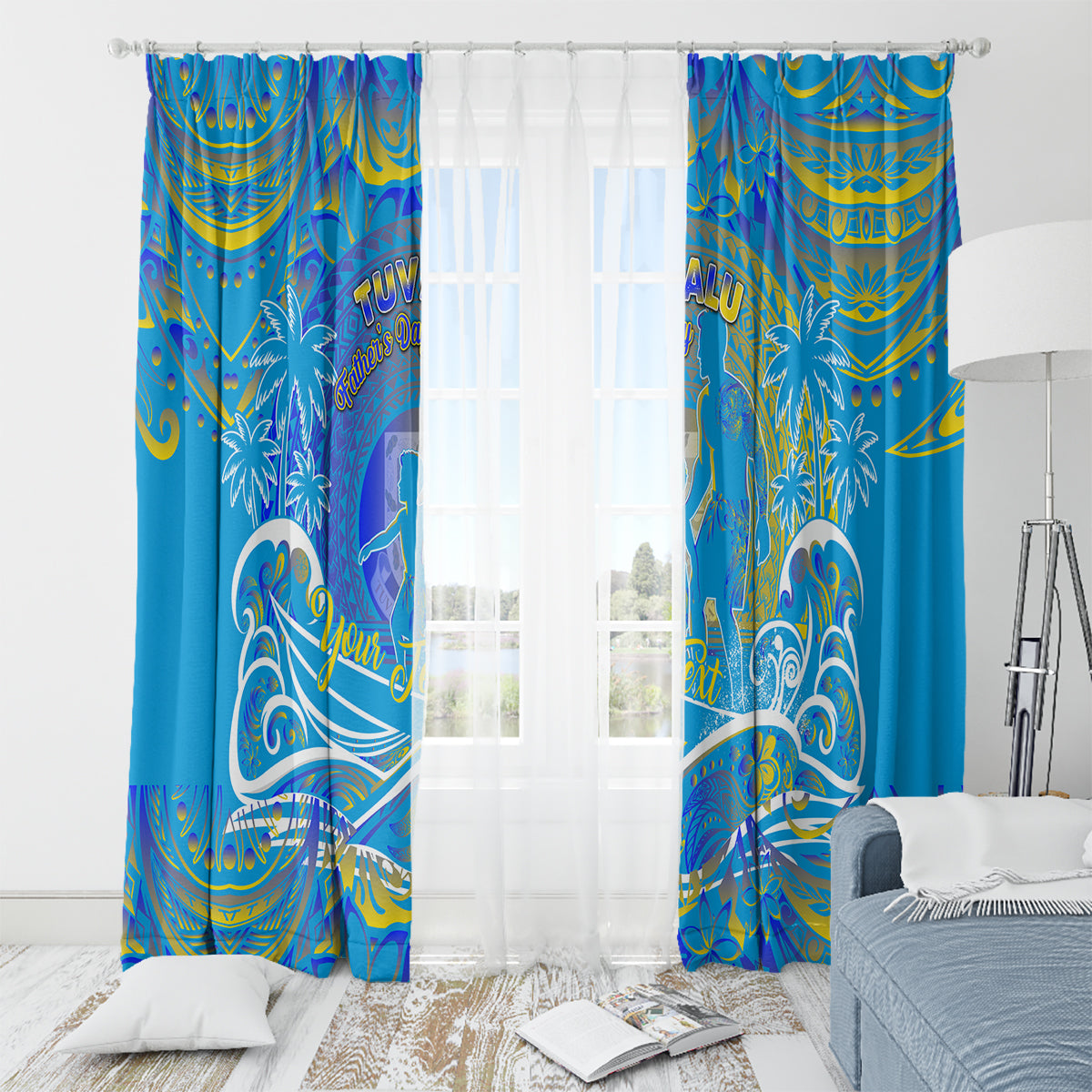 Father's Day Tuvalu Window Curtain Special Dad Polynesia Paradise DT02 - Polynesian Pride