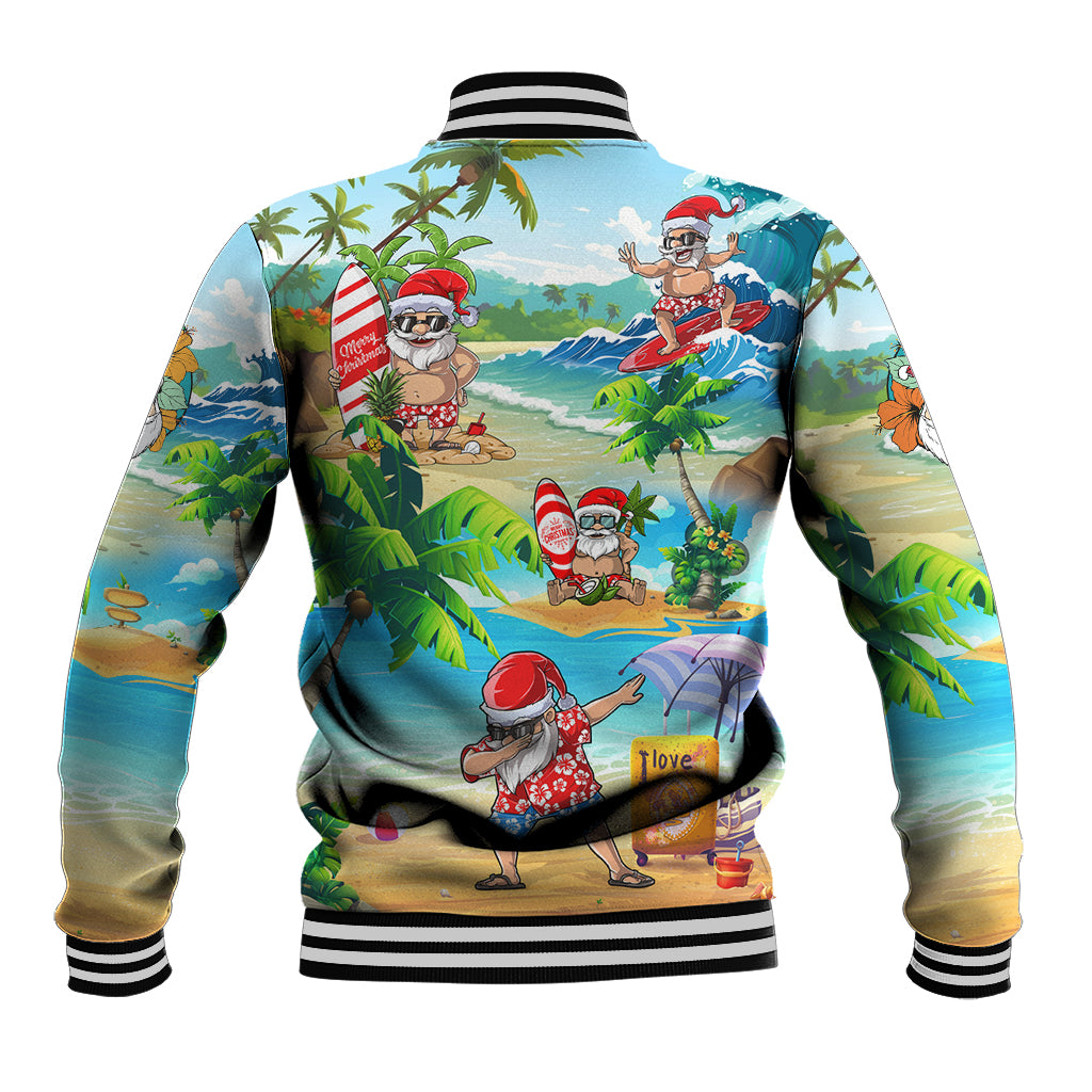 Guam Christmas Baseball Jacket Santa Claus Beach and Wave DT02 - Polynesian Pride