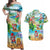 Guam Christmas Couples Matching Off Shoulder Maxi Dress and Hawaiian Shirt Santa Claus Beach and Wave DT02 Art - Polynesian Pride