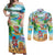 Guam Christmas Couples Matching Off Shoulder Maxi Dress and Long Sleeve Button Shirts Santa Claus Beach and Wave DT02 Art - Polynesian Pride