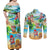 Guam Christmas Couples Matching Off Shoulder Maxi Dress and Long Sleeve Button Shirts Santa Claus Beach and Wave DT02 - Polynesian Pride