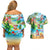 Guam Christmas Couples Matching Off Shoulder Short Dress and Hawaiian Shirt Santa Claus Beach and Wave DT02 - Polynesian Pride