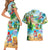 Guam Christmas Couples Matching Short Sleeve Bodycon Dress and Hawaiian Shirt Santa Claus Beach and Wave DT02 - Polynesian Pride