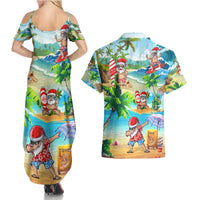 Guam Christmas Couples Matching Summer Maxi Dress and Hawaiian Shirt Santa Claus Beach and Wave DT02 - Polynesian Pride