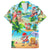 Guam Christmas Family Matching Off Shoulder Maxi Dress and Hawaiian Shirt Santa Claus Beach and Wave DT02 Dad's Shirt - Short Sleeve Art - Polynesian Pride